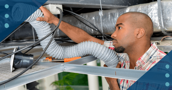 Man installing an AC system